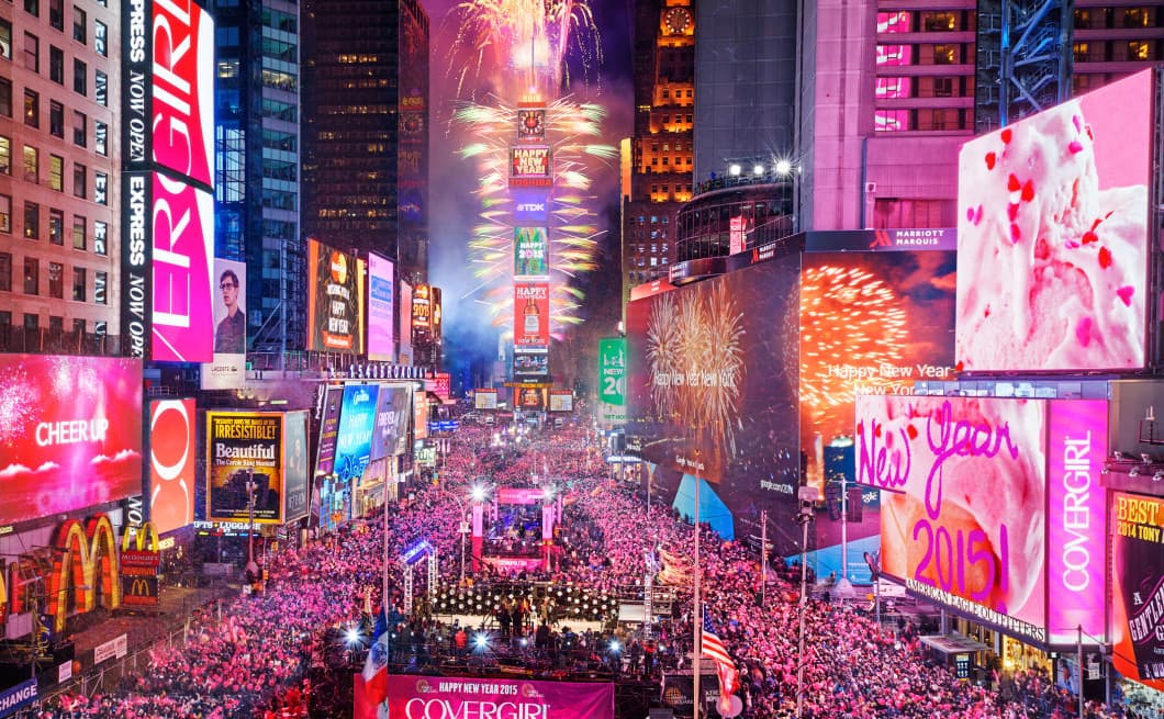 O animado Reveillon na Times Square, em Nova York