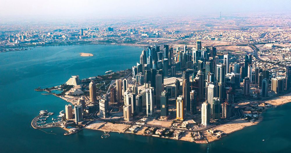 Vista aérea de dia de Doha no Catar