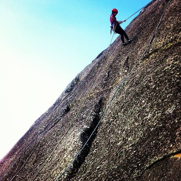 Eu na escalada, quando comecei a me aventurar com esse esporte