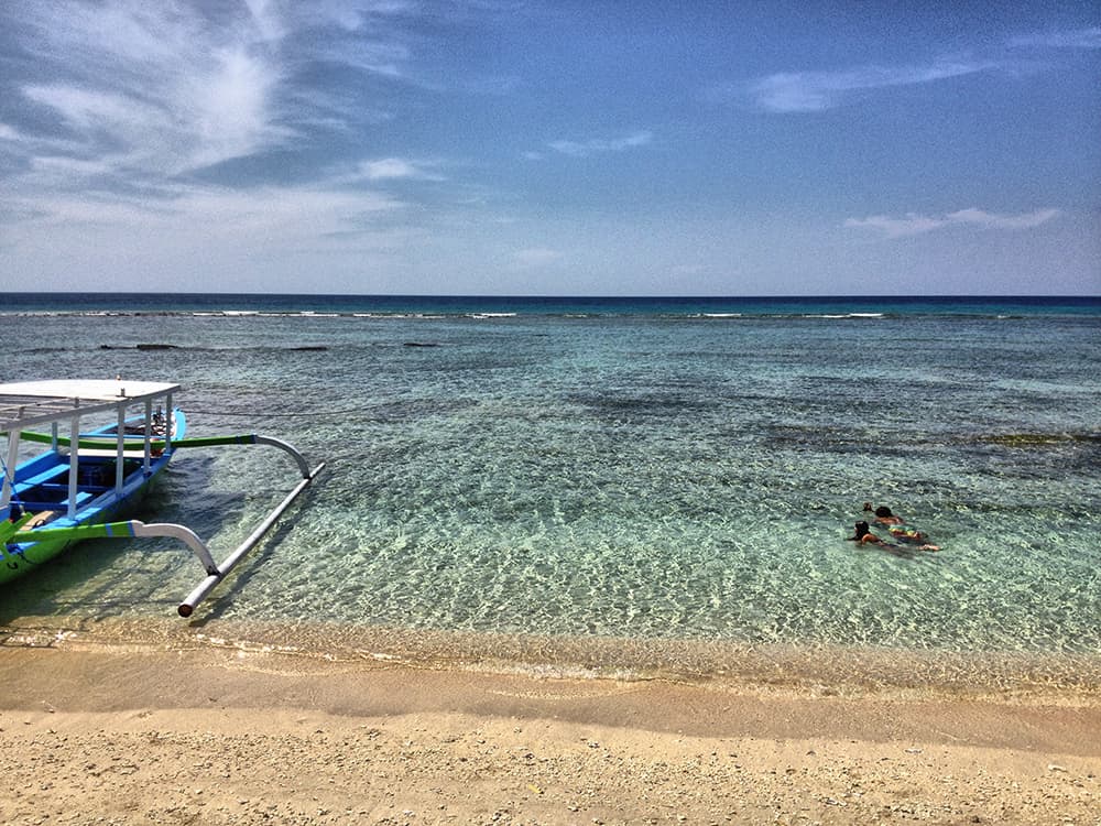 A linda praia de Gili, em Bali