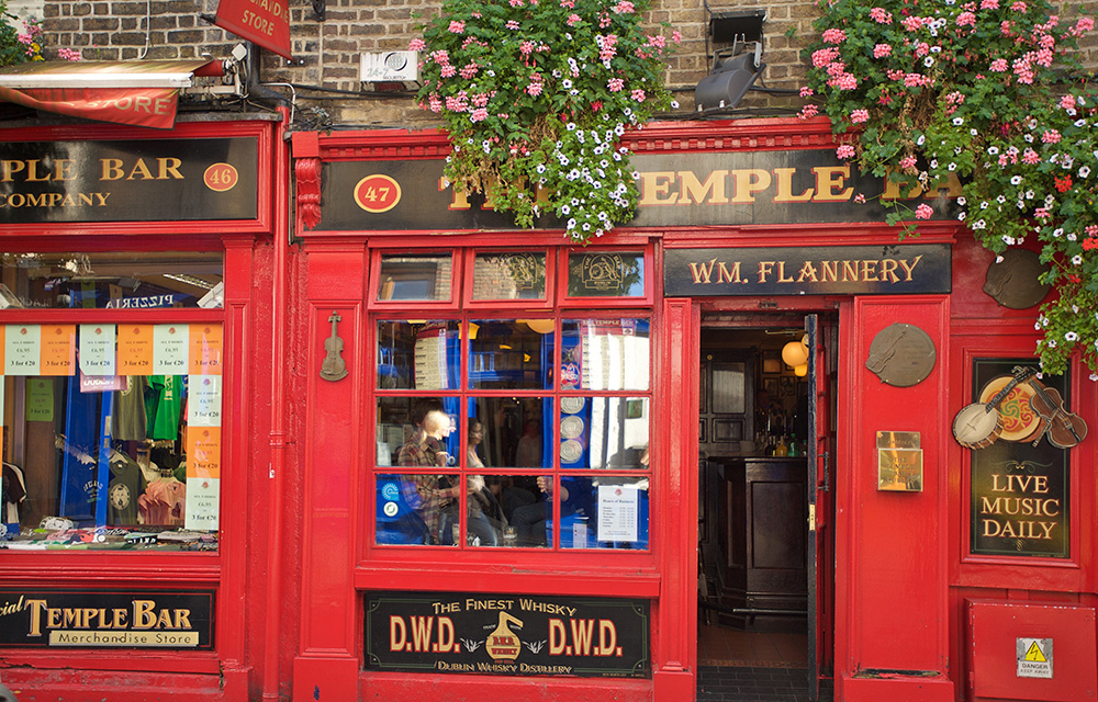 Frente do Temple Bar em Dublin