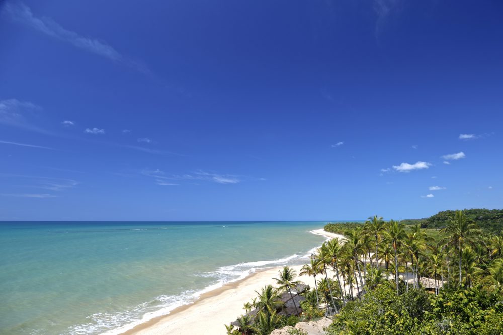 Vista aérea da praia de Trancoso na Bahia